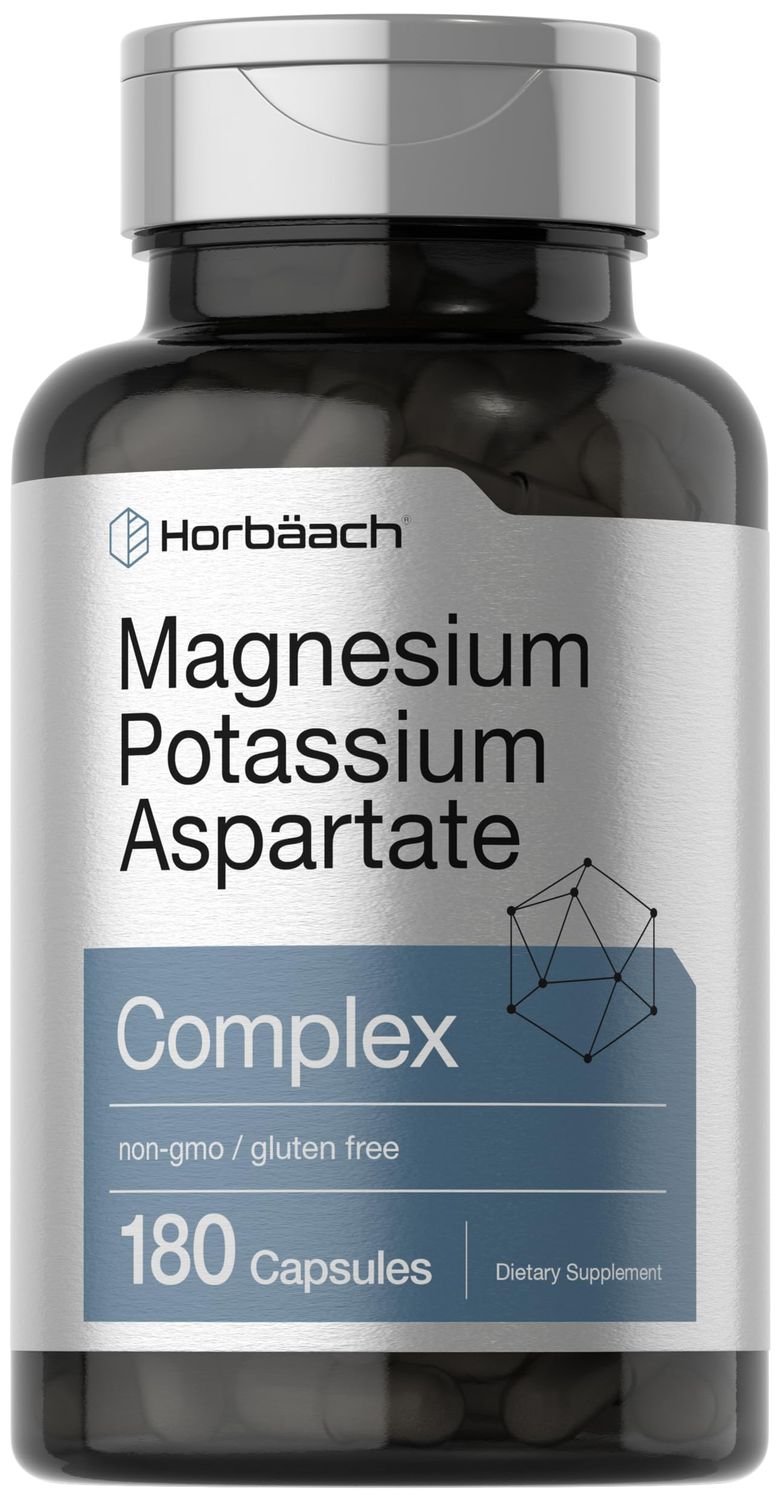 Horb ach Magnesium Potassium Aspartate Complex 180 Capsules Non-GMO and Gluten Free Formula