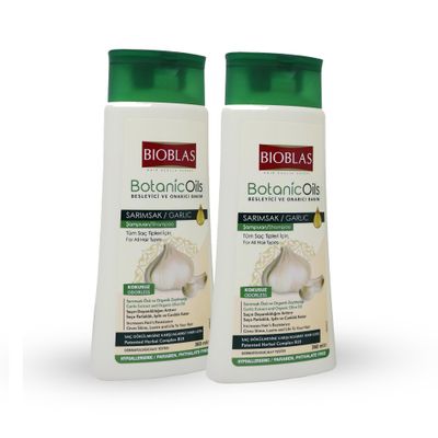 Bioblas Garlic Shampoo - Odorless Unscented Hair Growth Formula for Men Women - Clarifying Treatment to Cleanse Roots Scalp - Hair Thickening Anti-Thinning Solution (2 Pack)