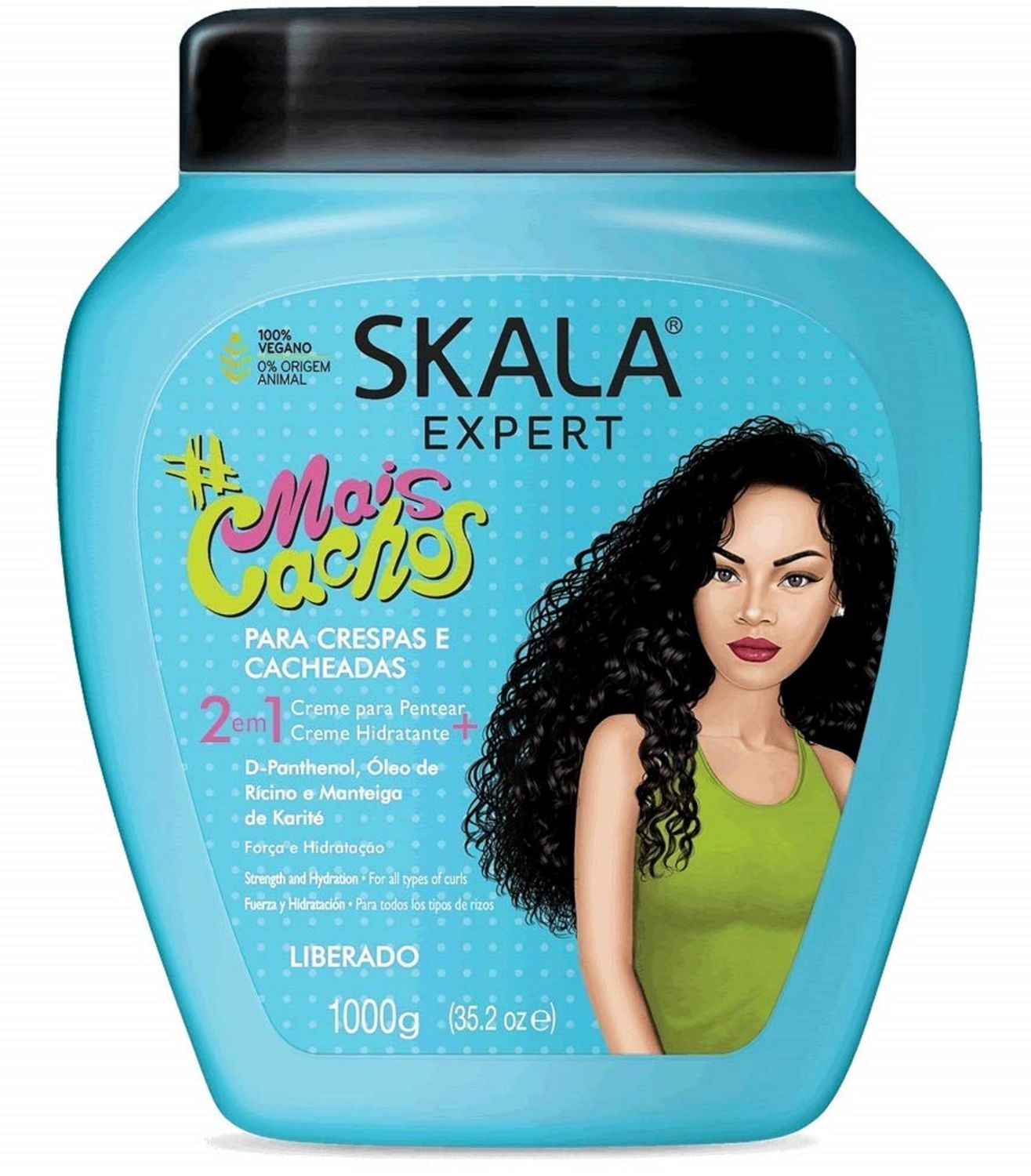 SKALA Mais Cachos Hair Type 3ABC - Eliminate Anti Frizz, For Curly Hair -2 in 1 Conditioning Treatment Cream and Cream To Comb 100 VEGAN 35.2 Oz (1 Pack)