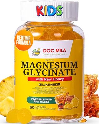 Magnesium Glycinate Gummies 100mg for Kids and Adults- Bedtime Formula, Deep Calm Sleep Supplement - Glicinato de Magnesio