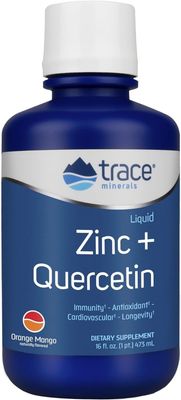 Trace Minerals Liquid Zinc Plus Quercetin - Digestive Immune Health Supplement - Mineral Supplement with Zinc Quercetin - Antioxidant Heart Health Support - Orange Mango, 16 fl oz (32 Servings)