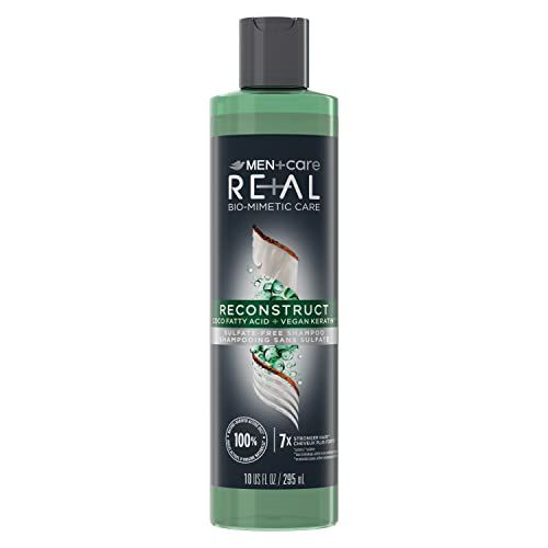 DOVE MEN CARE Real Bio-Mimetic Care Shampoo For Damaged Hair Reconstruct Sulfate-Free Shampoo With Coco Fatty Acid Vegan Keratin 10oz