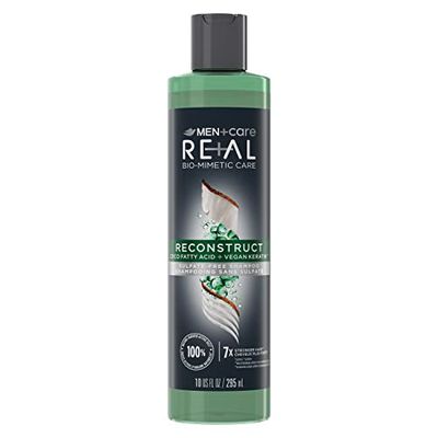 DOVE MEN CARE Real Bio-Mimetic Care Shampoo For Damaged Hair Reconstruct Sulfate-Free Shampoo With Coco Fatty Acid Vegan Keratin 10oz
