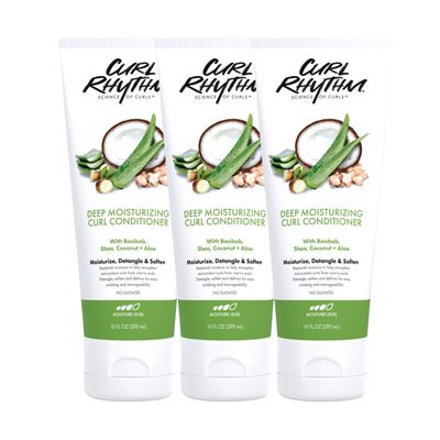 Curl Rhythm Deep Moisturizing Curl Conditioner for Curly Hair - Detangle, Soften Frizz Free Shine with Shea Butter, Coconut Aloe For Wavy, Kinky Coily Hair - Sulfate Free - 10 Fl Oz (3 Pack)