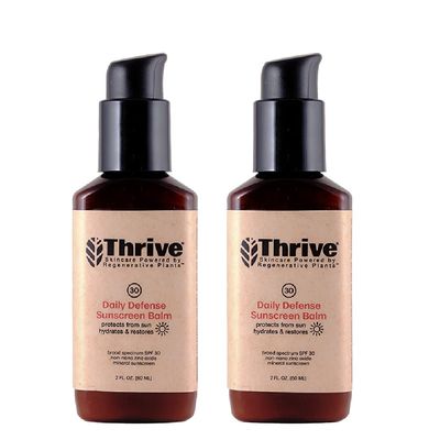 Thrive Natural Care Moisturizing Mineral Face Sunscreen SPF 30, 2 Ounces, Lightweight Moisturizer Broad-Spectrum Natural Face Sunblock with Clear Zinc Oxide Antioxidants, Vegan Non Greasy, Pack of 2