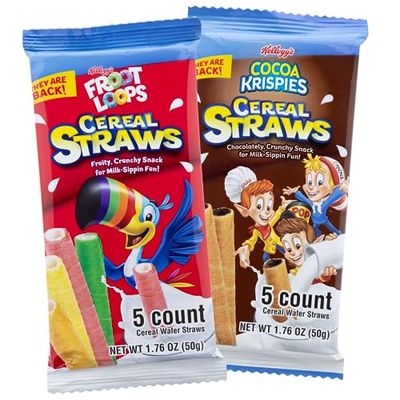 Limited Edition 2025 Kellogg s Cereal Straws, Cocoa Krispies and Froot Loops Edible Stir Sticks, Nostalgic Treat, 5 Count, (2 Pack)