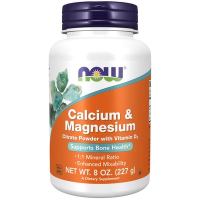 NOW Foods Supplements, Calcium Magnesium Citrate Powder with Vitamin D3, Supports Bone Health, 8-Ounce