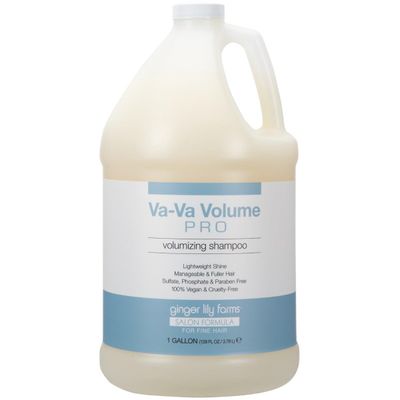 Ginger Lily Farms Salon Formula Va-Va Volume Pro Volumizing Shampoo for Fine Hair, 100 Vegan Cruelty-Free, 1 Gallon (128 fl oz) Refill