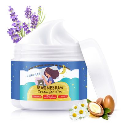 KIUORET Magnesium Lotion for Kids Babies - Bedtime Magnesium Cream for Sleep Kids - Natural Organic Baby Magnesium Sleep Lotion Soothing Skin Relaxation for All Skins- 4 OZ