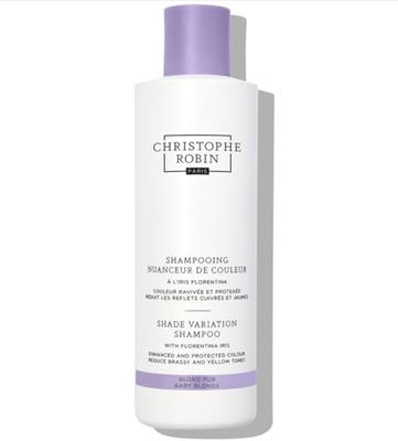 Christophe Robin Shade Variation Baby Blonde Toning Purple Shampoo with Florentina Iris, Neutralizes Brassy, Yellow Tones for Blonde, Bleached, Silver, Highlighted Hair 250ml