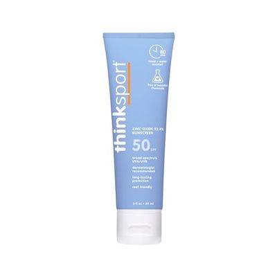 Thinksport SPF 50 Mineral Sunscreen, 3 Oz, Safe, Natural Sunblock for Sports Active Use, Water Resistant Reef Safe Sunscreen, Broad Spectrum UVAUVB Sun Screen for Sun Protection
