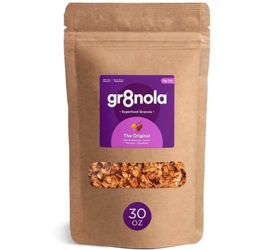 gr8nola THE ORIGINAL - Healthy, Low Sugar Granola Cereal - Made with Superfoods, Whole Almonds, Honey, Cinnamon and Flaxseed, Soy Free, Dairy Free and No Refined Sugar - 30oz (1.8 lb) Resealable Bag