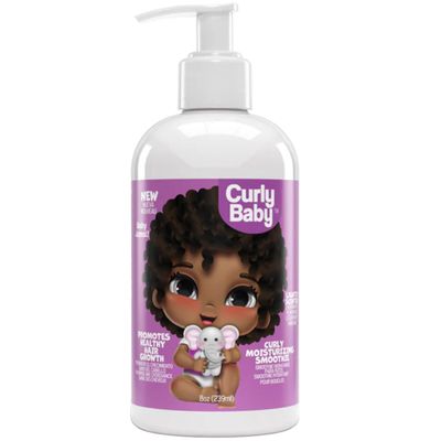 CurlyBaby Curly Moisturizing Smoothie - Leave-In Moisturizer Conditioner for Hydrated, Soft, and Defined Curls - Hypoallergenic, Dermatologist-Tested, Cruelty-Free Hair Care for Kids - 8 oz