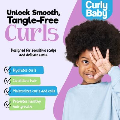 CurlyBaby Curly Moisturizing Smoothie - Leave-In Moisturizer Conditioner for Hydrated, Soft, and Defined Curls - Hypoallergenic, Dermatologist-Tested, Cruelty-Free Hair Care for Kids - 8 oz