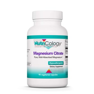 Nutricology Magnesium Citrate Supplement - Bone Stress Support, Pure, Well-Absorbed, Hypoallergenic, 170mg Vegetarian Capsules - 90 Count