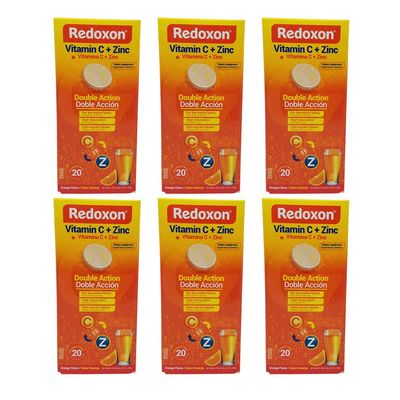 Redoxon Orange Effervescent Vitamin C with Con Zinc, 20 Tablets (6 Pack) 20 Count