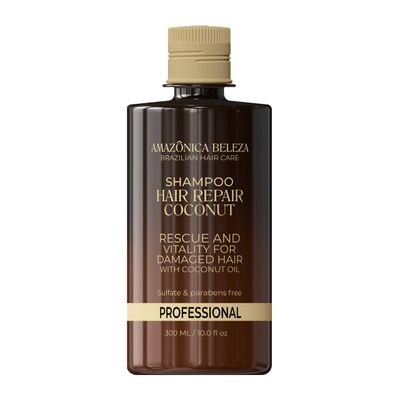 AMAZONICA BELEZA Shampoo Hair Repair with Coconut, Professional Line, Multivitamin Repairing Cleans and repair the hair with the vitamin and regenerating, 10 Oz