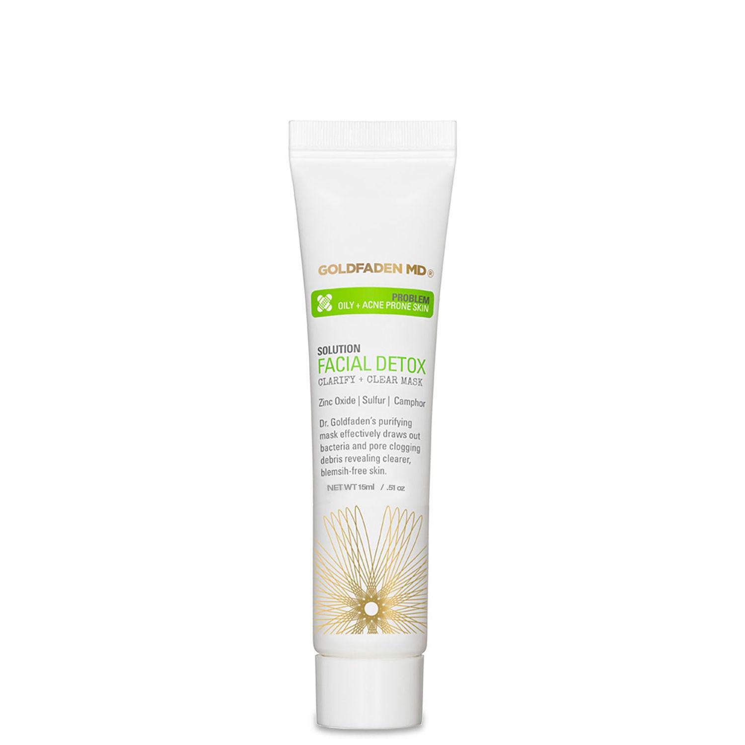 GOLDFADEN MD Facial Detox Mask Clarifying Face Mask wZinc Oxide, Sulfur, Salicylic Acid Grapefruit Purifying Deep Clean Minimizes the Appearance of Redness, Blackheads Pores .5 fl oz