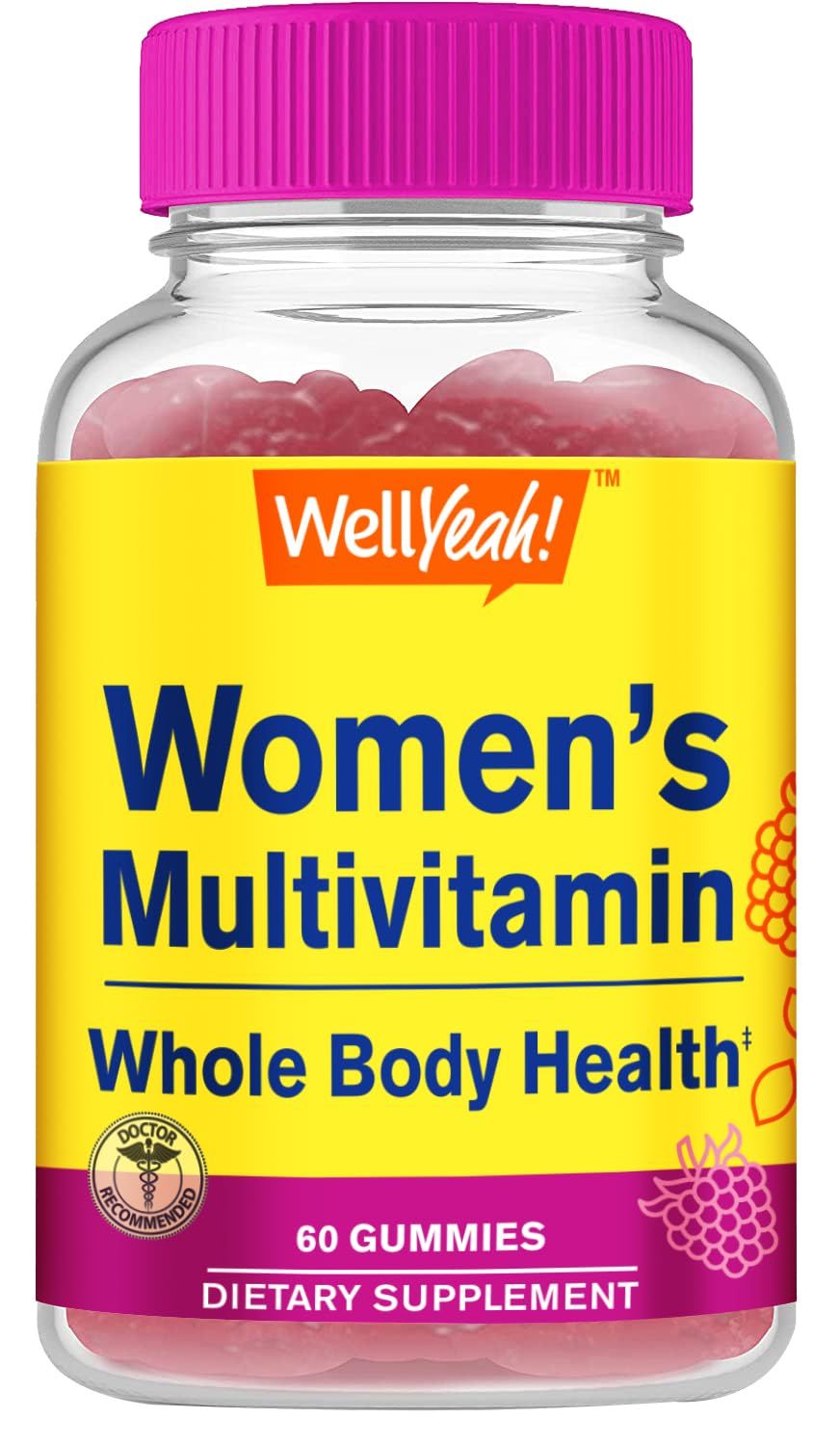 Womens Multivitamin Gummy - Overall Health and Well Being - Multivitamin for Women with Biotin (3,000 mcg), Zinc, B Vitamins and Folic Acid - Women Multivitamins Gummy - Raspberry Flavor - 60 Count