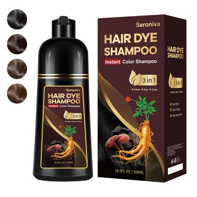 Mxvbaty Hair Dye Shampoo 3 in 1, Root Touch Up Hair Color for Women Men Semi Permanent Light Brown, Champu Para Canas for Color Treated Hair, 15 Minutes Quick Dye, 500 ml