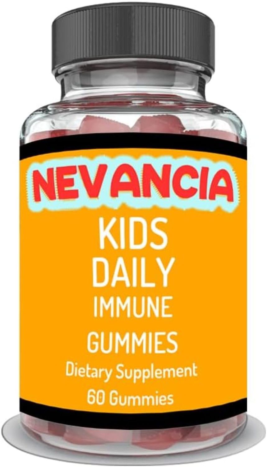 Nevancia Kids Daily Immune Gummies with Elderberry, Vitamin C, Zinc, Immune Support, Skin Health, Antioxidant Support, for Kids, Elderberry Flavor, 60 Gummies