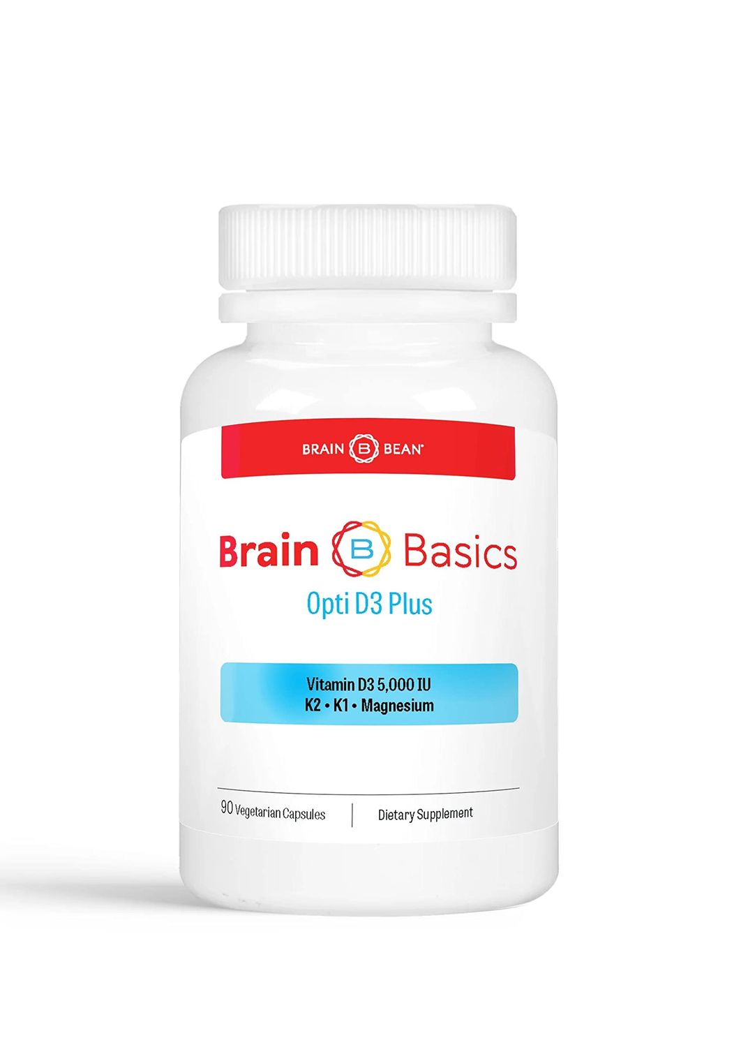 Brain Basics Opti D3 Plus Vitamin D3 K2 5,000IU, Vitamin K1, and Magnesium 90 Servings