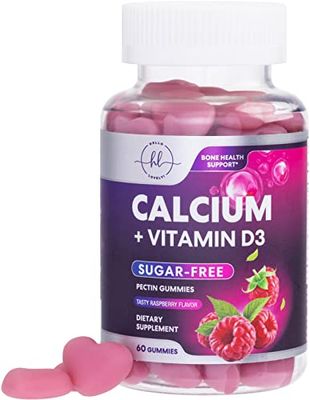 Sugar-Free Calcium Supplements for Women 400 IU Vitamin D3 - Calcium Chews Gummy for Bone Immune Support, Supports Teeth Bone Strength, Chewable Calcium Supplement for Women Men - 60 Gummies