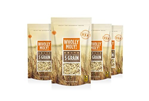 Wholly Moly! 5 Grains Cereal, Multi-Grain Oatmeal of rye, barley, oats, wheat and Khorasan wheat, High Fiber, No Sugar Added, All Natural, Vegan Friendly, Whole Grain Council Certified