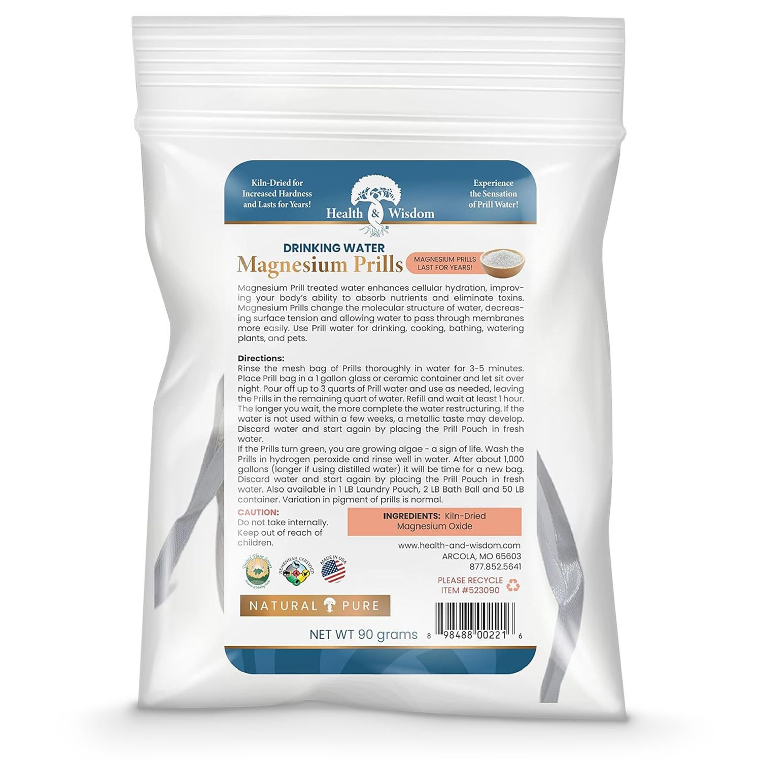 Health and Wisdom Magnesium Prills - Structured Water Devices, Magnesium Laundry Beads, Topical Magnesium, Precious Mineral, Magnesium Water, Deionized Water, Magnesium Soak - 3.18 Ounces