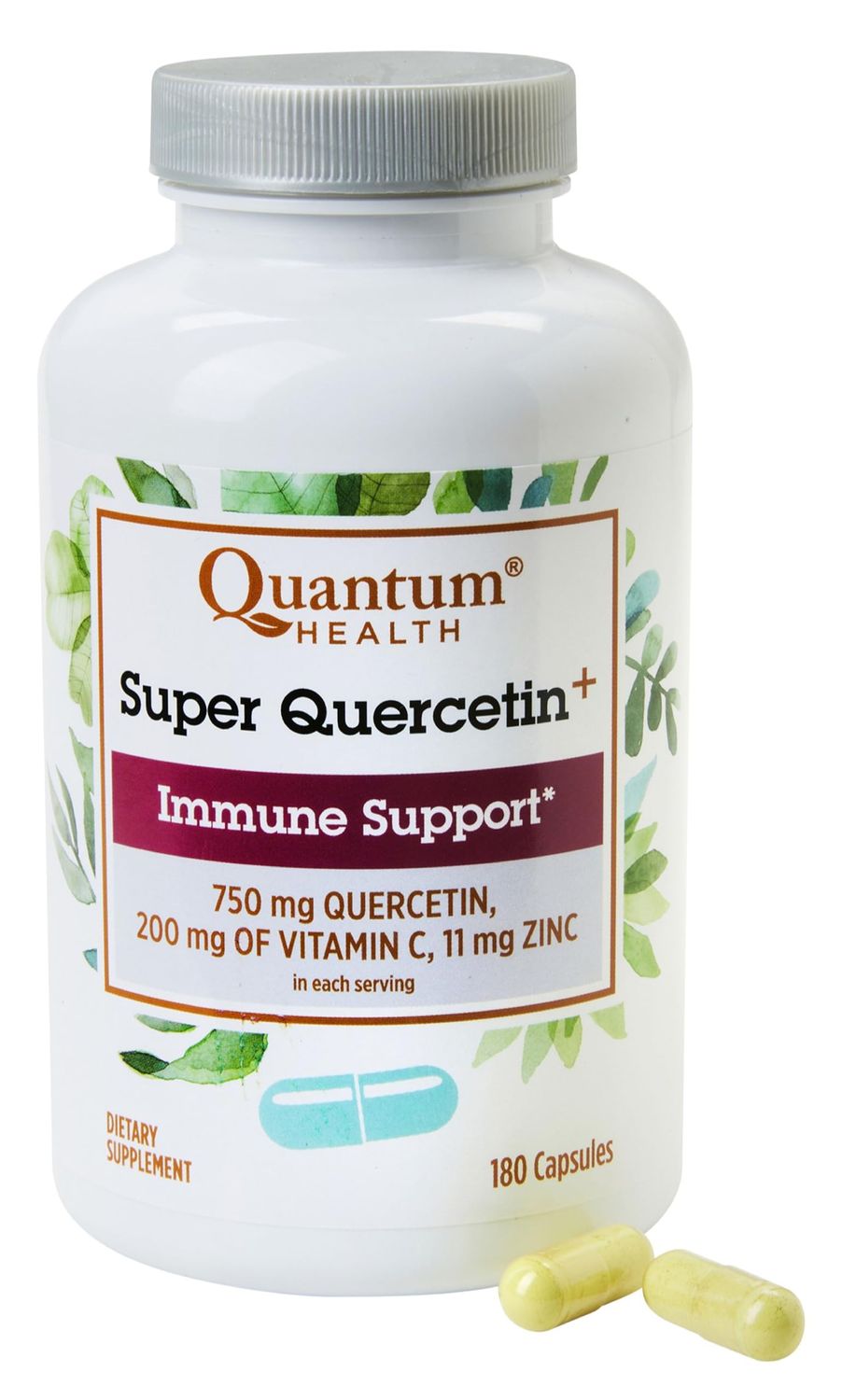 Quantum Health Quercetin 750mg Powerful Immune Support Supplement Zinc 11mg Vitamin C 200mg Seasonal Immunity Boost Respiratory Health Gut Support Complex for Women Men - 180 Capsules