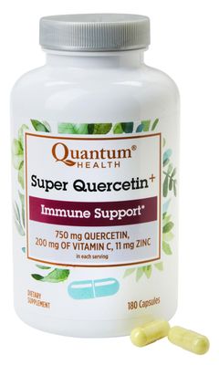 Quantum Health Quercetin 750mg Powerful Immune Support Supplement Zinc 11mg Vitamin C 200mg Seasonal Immunity Boost Respiratory Health Gut Support Complex for Women Men - 180 Capsules