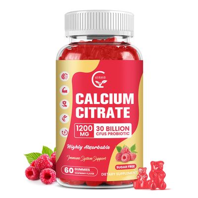 GORNVB Calcium Citrate Gummies, Calcium 1200 mg with Vitamin d3, K2, Magnesium, Zinc for Bone, Muscle Immune Support, High Absorption Calcium Supplement for Women Men, Raspberry Flavor, 60 Chews