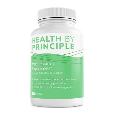 Health by Principle Magnesium Supplement 4 Types of Magnesium in 1 Capsule Glycinate, Malate, Taurate, Citrate for Muscles Sleep High Absorption Vegan, Non-GMO 100 Capsules