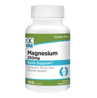 Quality Choice Magnesium Oxide 250 mg Tablets, Gluten Free Dietary Mineral Supplement for Muscle Heart, Bone and Nerve Health Support, 100 Count Bottles