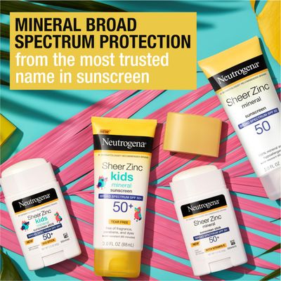 Neutrogena Sheer Zinc Oxide Dry-Touch Sunscreen Lotion with Broad Spectrum SPF 50 UVAUVB Protection, Water-Resistant, Hypoallergenic Non-Greasy Mineral Sunscreen, Paraben-Free, 3 fl. oz