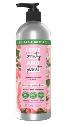 Love Beauty And Planet Blooming Color Sulfate-Free Shampoo Murumuru Butter Rose, for Color Treated Hair Vegan, Paraben-free, Silicone-free, Cruelty-free, 16 oz Reusable Botle