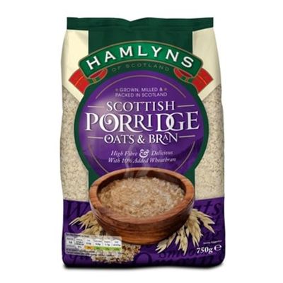 Hamlyns Scottish Porridge Oats Bran, Grown, Milled and Packaged in Scotland, 750 Gram Bag (Pack of 1)