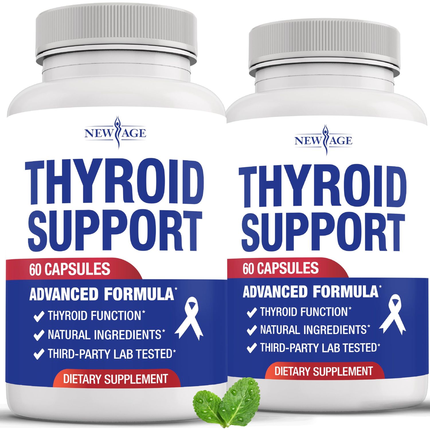 Thyroid Support Supplement for Women Men with Iodine, B12, Zinc, Selenium, Ashwagandha, Bladderwrack, Turmeric, Schisandra - Non-GMO, Vegetarian - 120 Count
