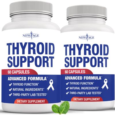 Thyroid Support Supplement for Women Men with Iodine, B12, Zinc, Selenium, Ashwagandha, Bladderwrack, Turmeric, Schisandra - Non-GMO, Vegetarian - 120 Count