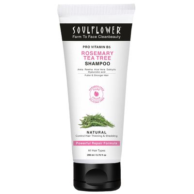 Soulflower Rosemary Shampoo for Hair Growth, Anti Hair Fall, Stronger, Shiny Long Hair, Healthy Scalp with Tea Tree, Pro Vitamin B5, 6.77 fl oz