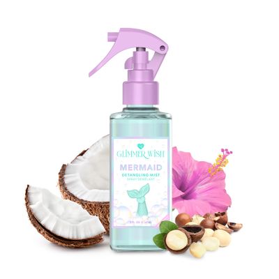 Glimmer Wish Mermaid Hair Detangler Spray - Leave-In Conditioner for Kids Women, Tangle-Free Hair Care, Detangling Spray, 5 fl oz