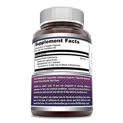 Amazing Formulas Sambucus Black Elderberry 300 Mg Extract (10:1) Per Serving Veggie Capsules Supplement Non-GMO Gluten Free Made in USA (1 Pack, 180 Count)