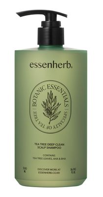 ESSENHERB Tea Tree Deep Clean Scalp Shampoo For Oily Hair AHA BHA Vegan Shampoo mildly acidic pH 5-6, Made in Korea (16.90 fl oz, 500ml)