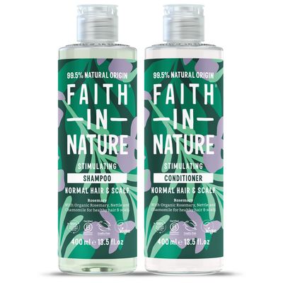 Faith In Nature Natural Shampoo Conditioner Set - Vegan Cruelty Free, No SLS or Parabens - 2 x 13.5 fl oz, Rosemary