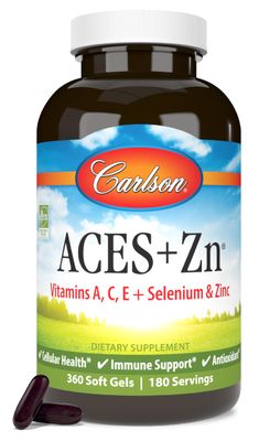 Carlson - ACES Zn, Vitamins A, C, E Selenium Zinc, Multivitamin with Zinc, Cellular Health Immune Support, Selenium Multivitamin, Antioxidant, 360 Softgels