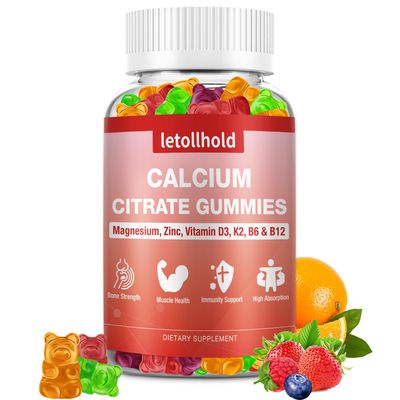 Calcium 1200mg with Vitamin D3, K2, Calcium Citrate Gummies with Magnesium Zinc, Calcium Supplements for Women for Bones Strength, Muscle Immune Support, 60 Chewable Gummies