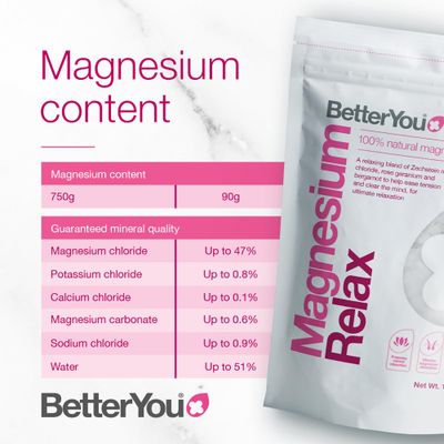 BetterYou Magnesium Relax Bath Flakes - Body Recovery Bath Salts with Magnesium - for Skin Health Sore Muscle Relief - with Essential Oils - 1.6 lb
