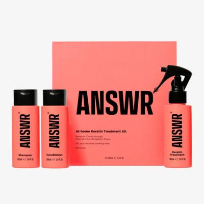 ANSWR At-Home Keratin Treatment Kit - Vegan Formula for 3 Months of Frizz Control, Includes Shampoo Conditioner, Salon-Quality Results for All Hair Types, Award-Winning, 100ml per Bottle