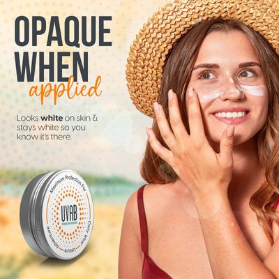 UVAB Zinc Sunscreen: Opaque White 15ml Travel-Sized Pot for Ultimate Sun Protection in Extreme Conditions. Perfect for Holidays, Skiing, Climbing, Beach and Leisure Activities.