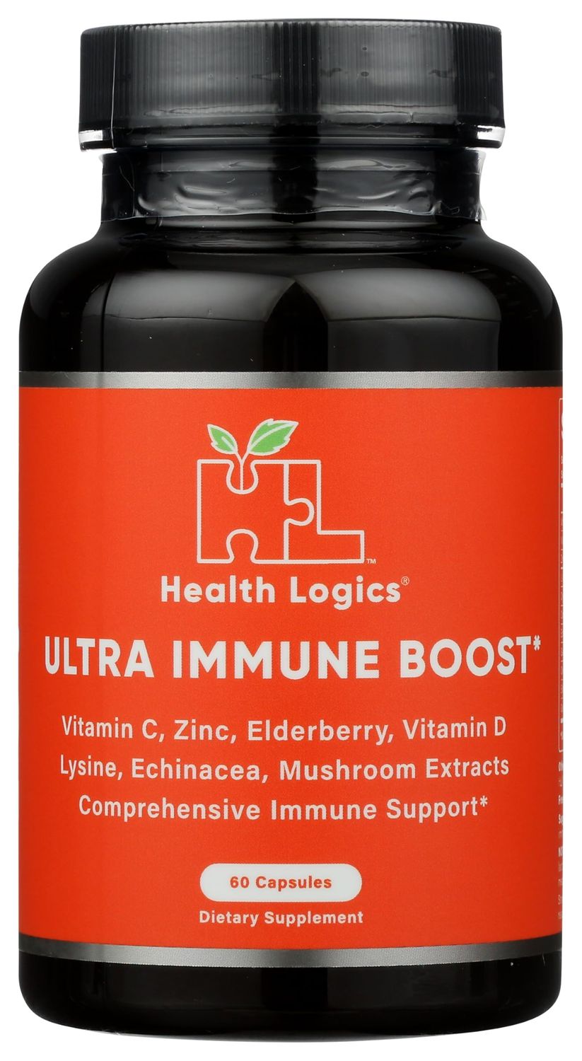 Health Logics Fortify! Capsules with Vitamin C, Zinc, Elderberry, Vitamin D, Lysine, Echinacea, and Mushroom Extracts for Powerful Antioxidant Immune Support, 60 Veggie Caps